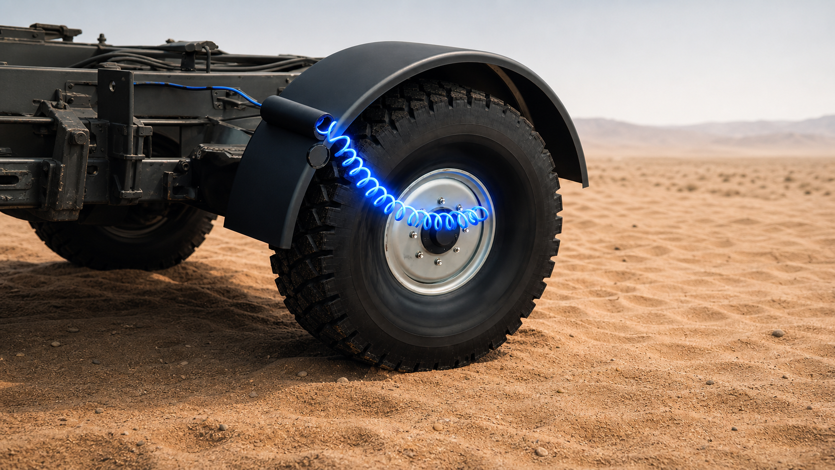 AirX Discovery am Rad eines Expeditionsfahrzeugs